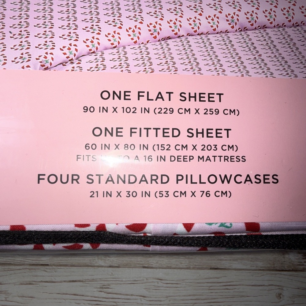 Juicy‎ Couture Queen Sheet Set Pink Candy Cane Heart Monogram 6 Piece New - Picture 3 of 8